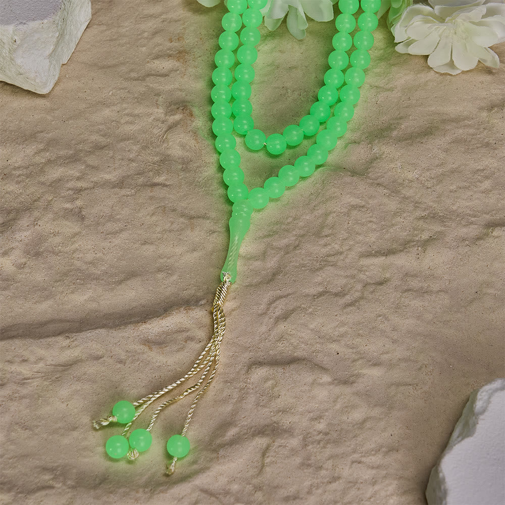 HilalHaven 12mm Round Green Acrylic 33/99 Beads Tasbih — Luminous Glow-in-the-Dark Handcrafted Prayer Beads - image 15