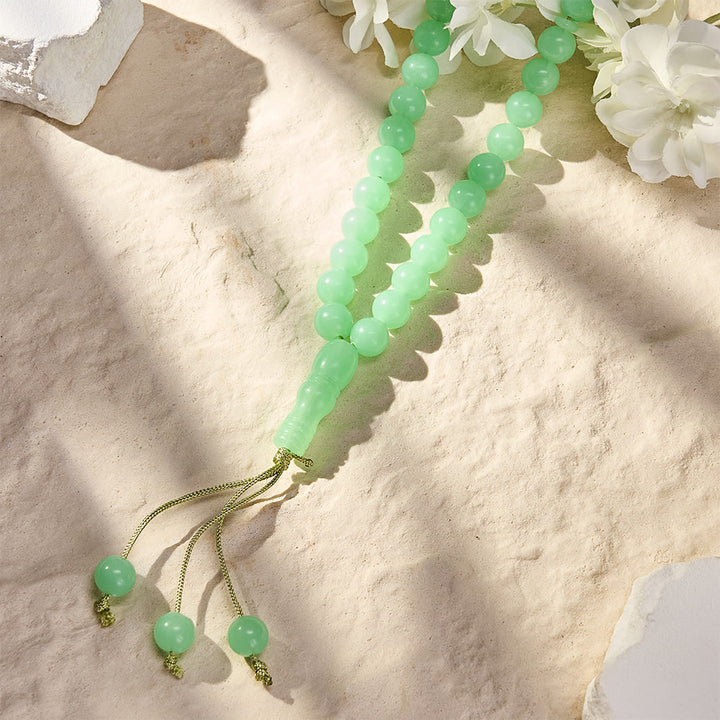 HilalHaven 12mm Round Green Acrylic 33/99 Beads Tasbih — Luminous Glow-in-the-Dark Handcrafted Prayer Beads - image 3