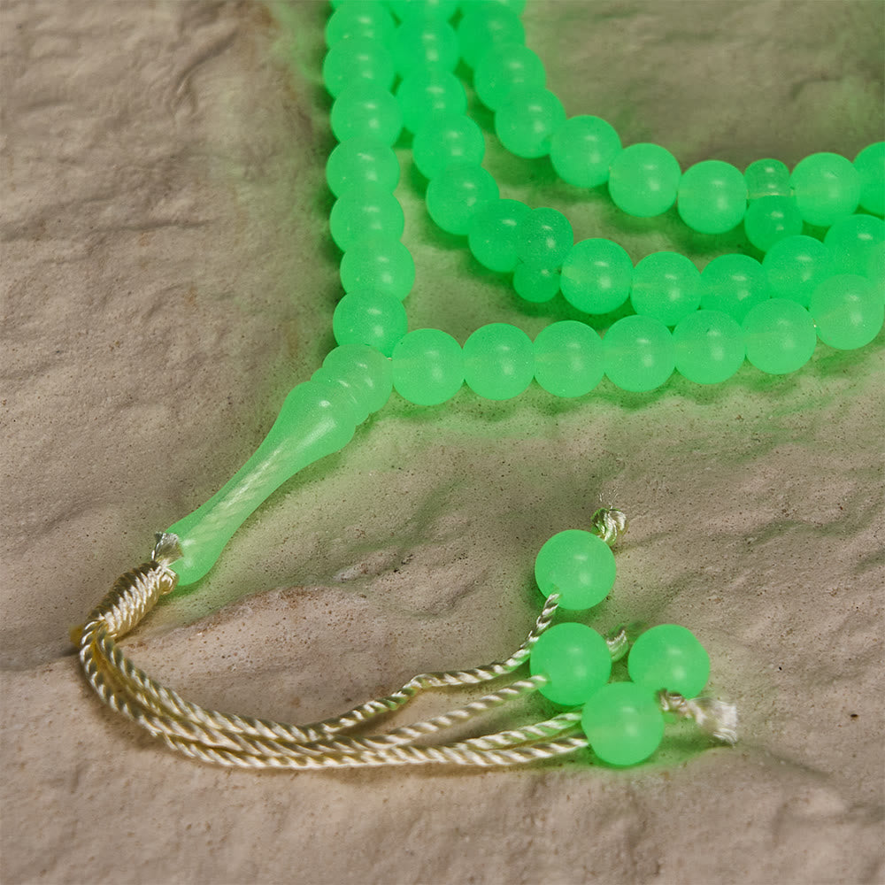 HilalHaven 12mm Round Green Acrylic 33/99 Beads Tasbih — Luminous Glow-in-the-Dark Handcrafted Prayer Beads - image 13