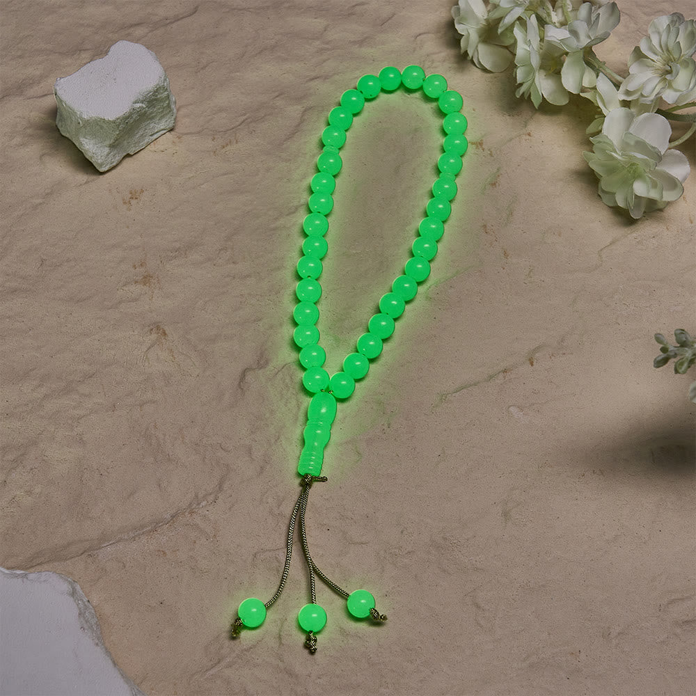 HilalHaven 12mm Round Green Acrylic 33/99 Beads Tasbih — Luminous Glow-in-the-Dark Handcrafted Prayer Beads - image 7