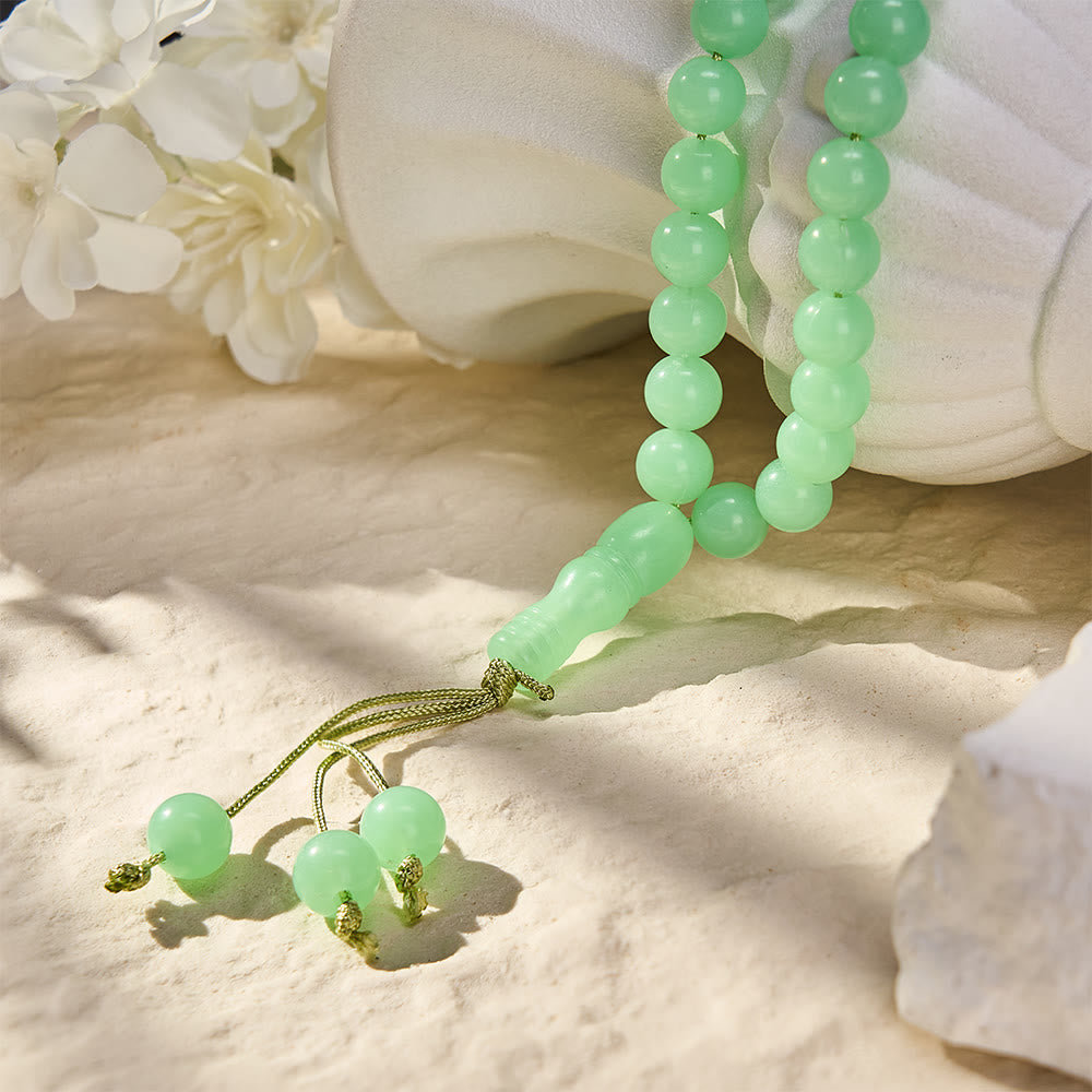 HilalHaven 12mm Round Green Acrylic 33/99 Beads Tasbih — Luminous Glow-in-the-Dark Handcrafted Prayer Beads - image 2