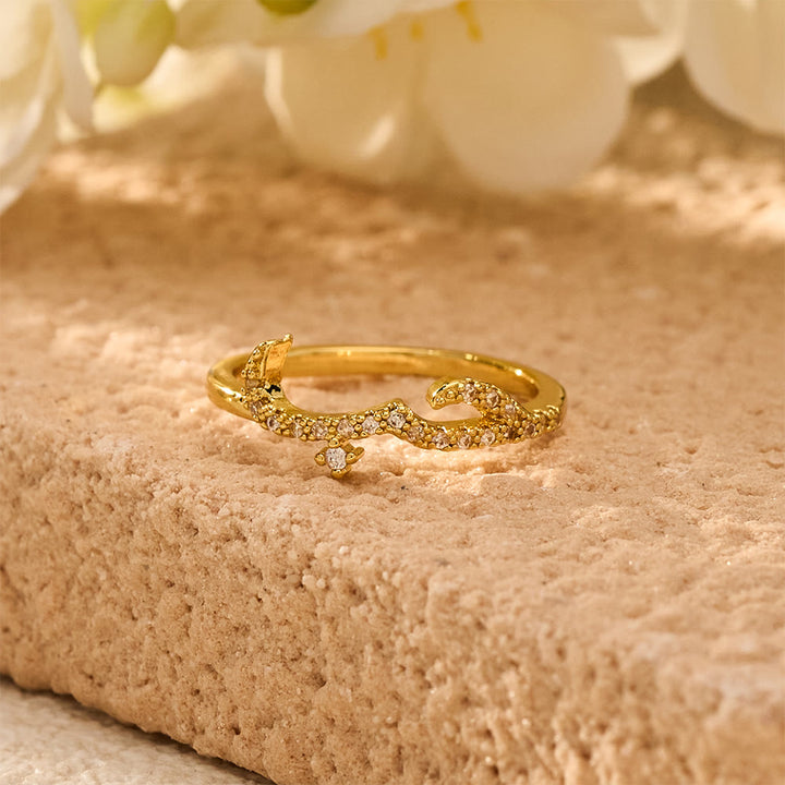 HilalHaven Luminous Cursive Twisted Letter Ring - Golden - US9 - image 2