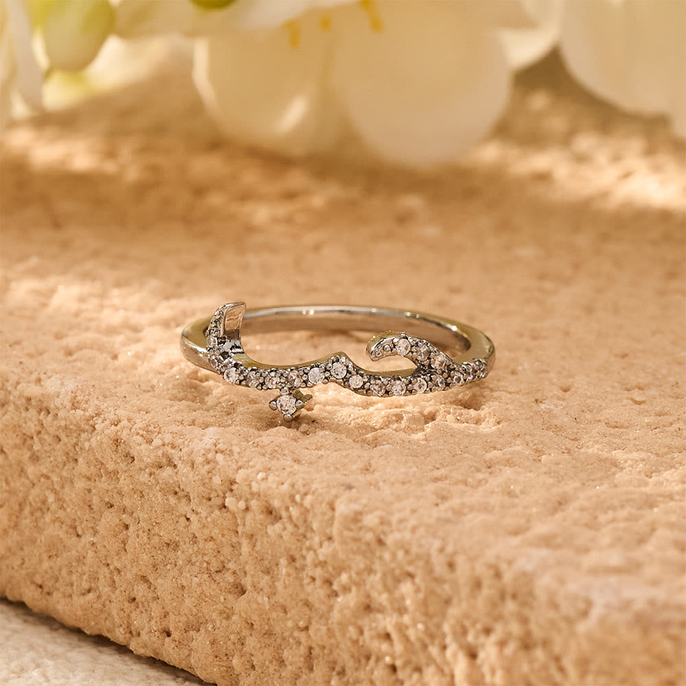 HilalHaven Luminous Cursive Twisted Letter Ring - Silver - US9 - image 5