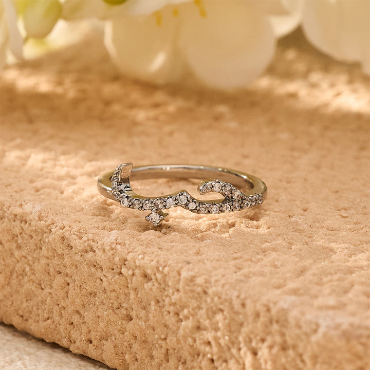 HilalHaven Luminous Cursive Twisted Letter Ring - Silver - US9 - image 5