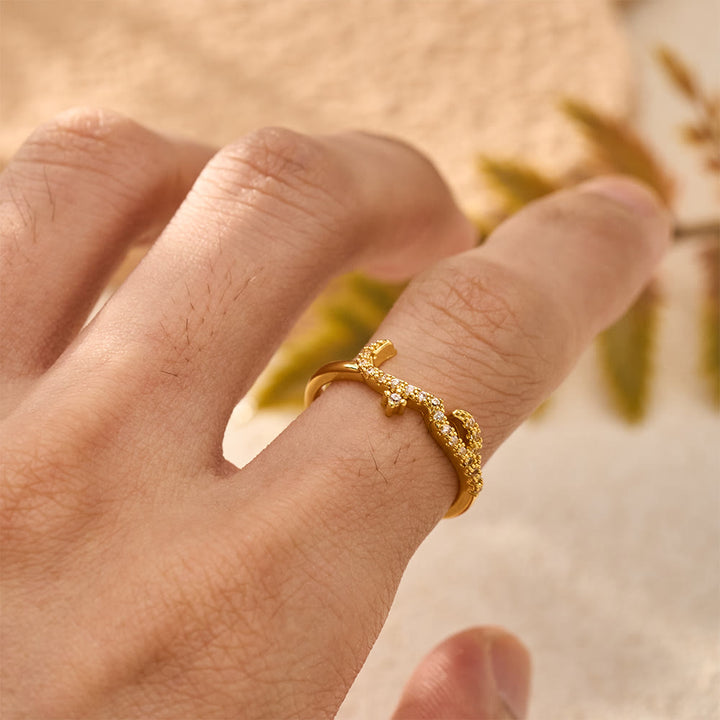 HilalHaven Luminous Cursive Twisted Letter Ring - image 3