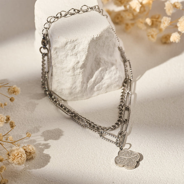HilalHaven Four‑Petal Embossed Arabic Inscription Dual‑Layer Bracelet  - image 14