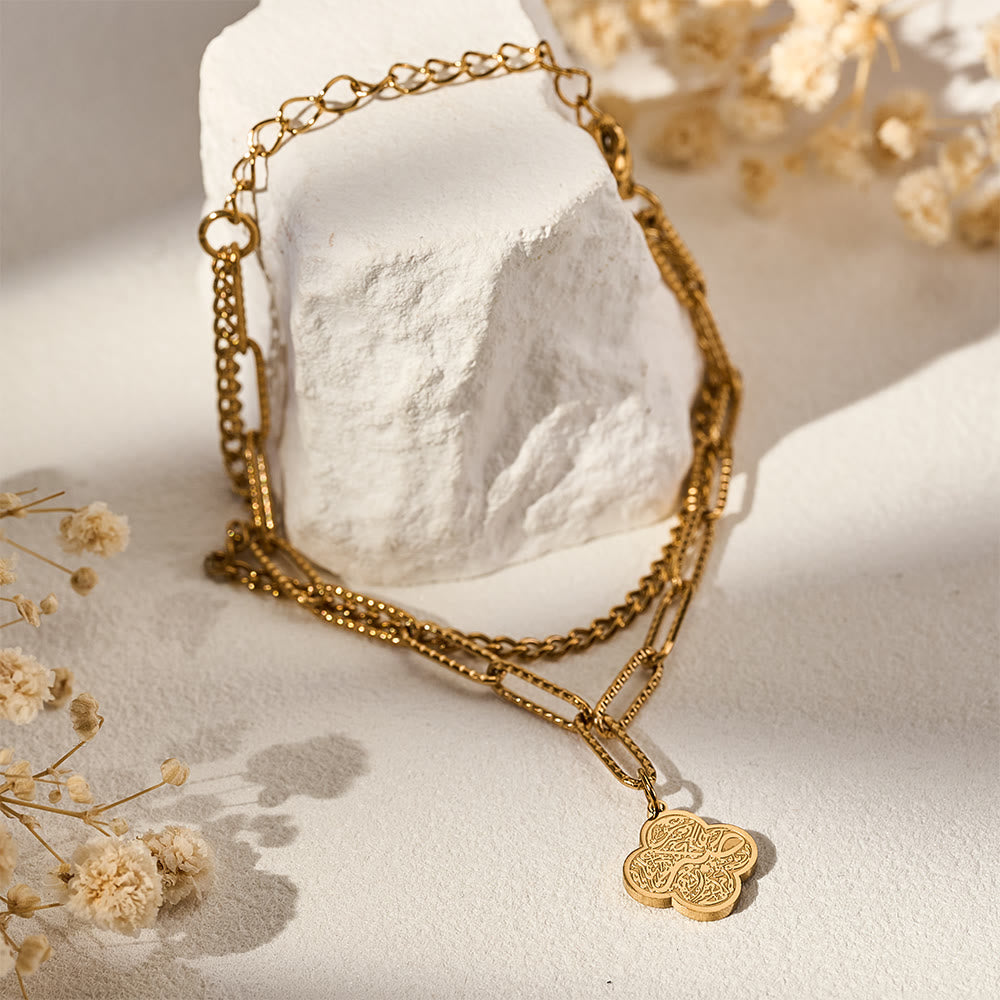 HilalHaven Four‑Petal Embossed Arabic Inscription Dual‑Layer Bracelet  - image 19