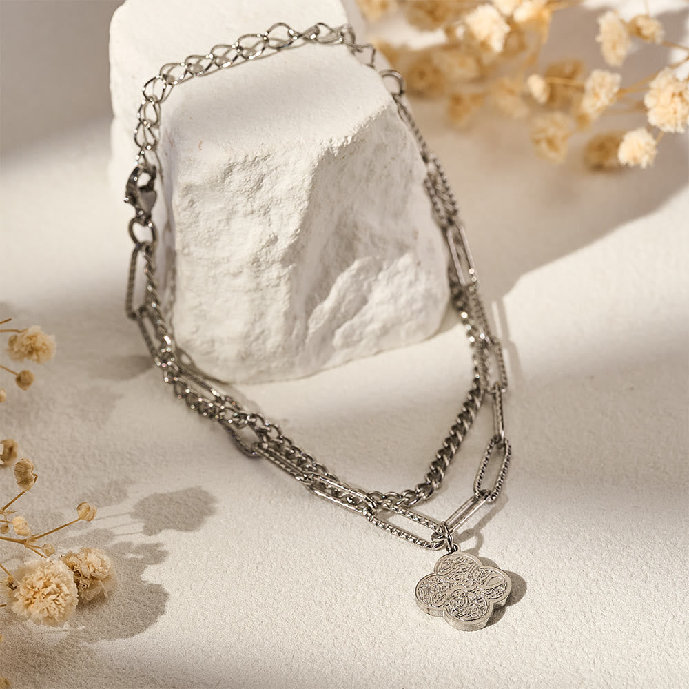HilalHaven Four‑Petal Embossed Arabic Inscription Dual‑Layer Bracelet  - image 26