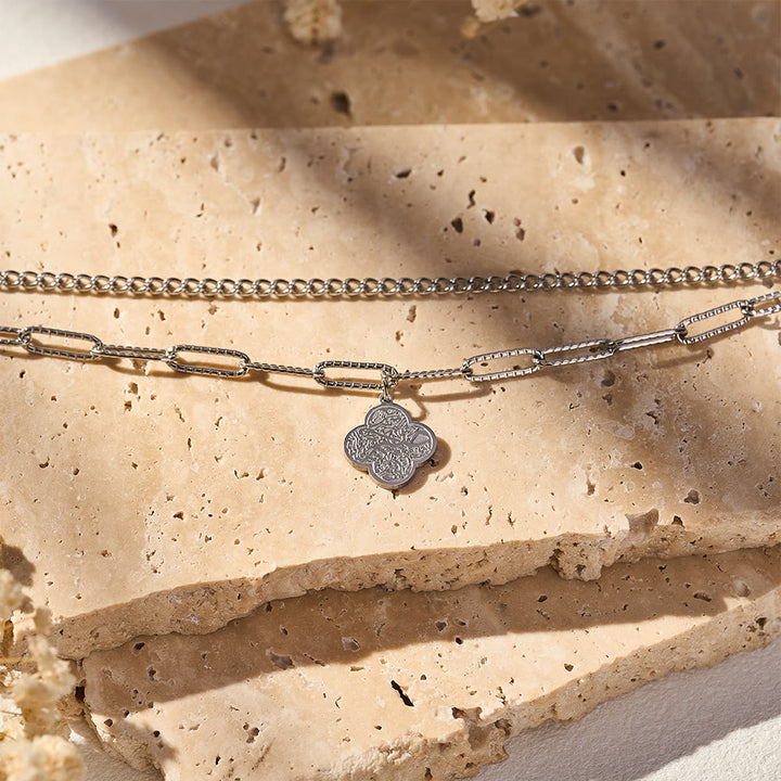 HilalHaven Four‑Petal Embossed Arabic Inscription Dual‑Layer Bracelet  - image 30