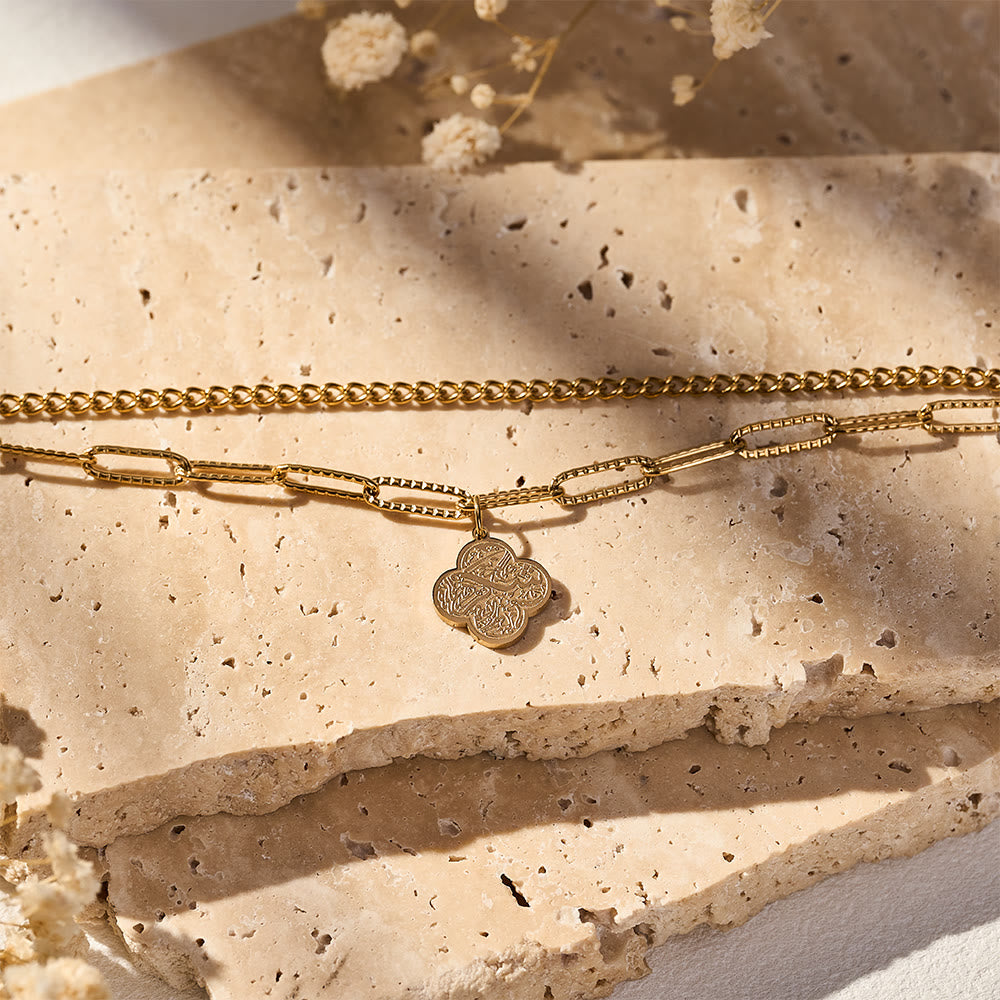 HilalHaven Four‑Petal Embossed Arabic Inscription Dual‑Layer Bracelet  - image 11