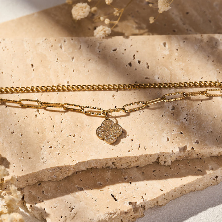 HilalHaven Four‑Petal Embossed Arabic Inscription Dual‑Layer Bracelet  - image 11