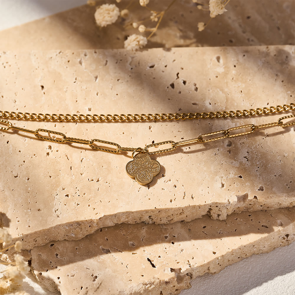 HilalHaven Four‑Petal Embossed Arabic Inscription Dual‑Layer Bracelet  - image 23