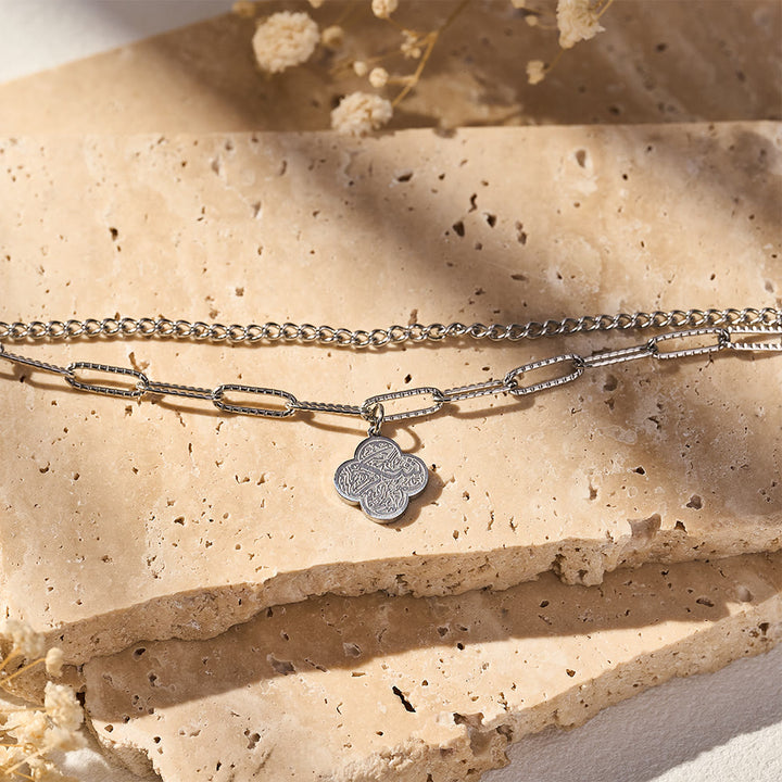 HilalHaven Four‑Petal Embossed Arabic Inscription Dual‑Layer Bracelet  - image 16