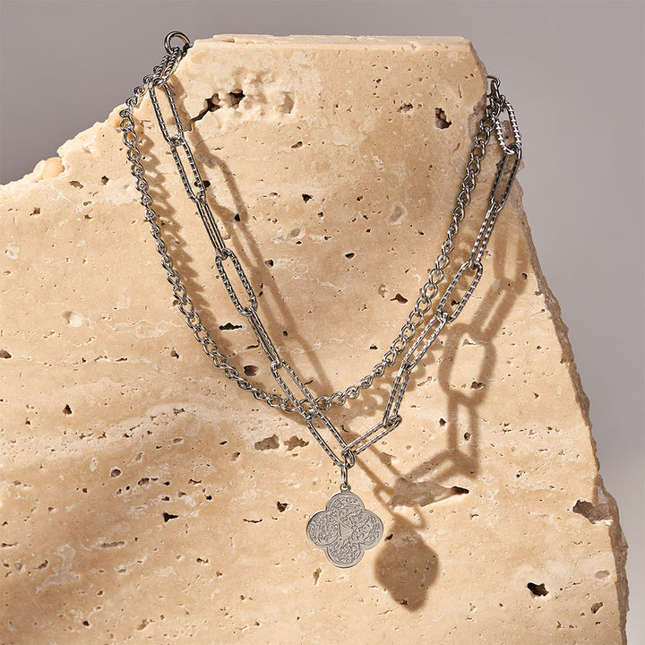 HilalHaven Four‑Petal Embossed Arabic Inscription Dual‑Layer Bracelet  - image 4