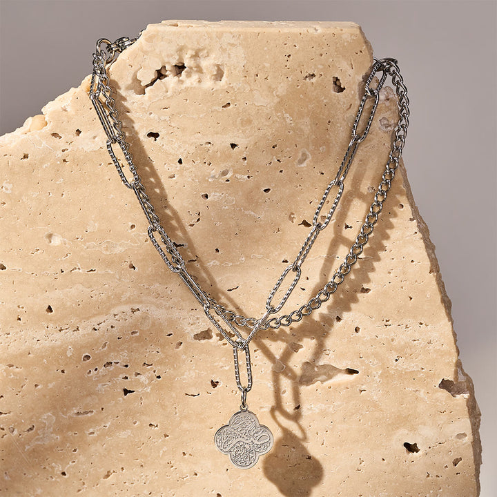HilalHaven Four‑Petal Embossed Arabic Inscription Dual‑Layer Bracelet  - image 27