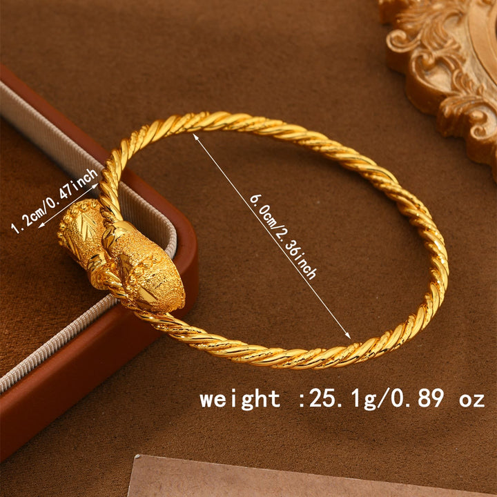 HilalHaven Twist Tassel Golden Plated Copper Open Bangle - image 3