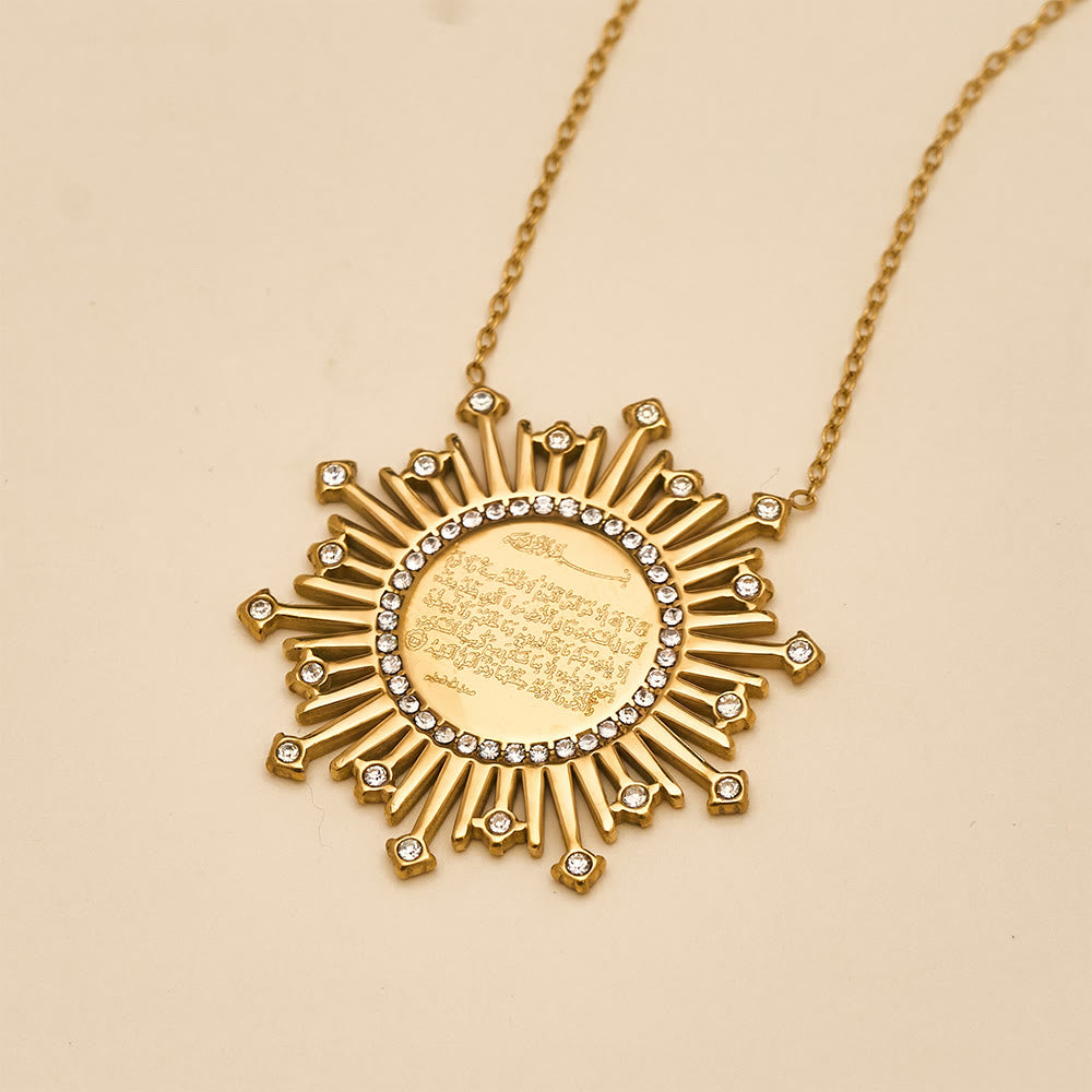 HilalHaven Ayatul Kursi Sunray Script Gold Plated Titanium Steel Unisex Necklace - image 5