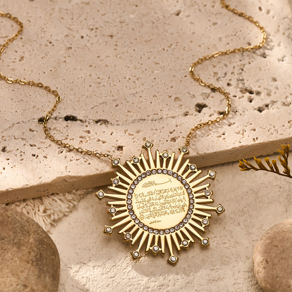 HilalHaven Ayatul Kursi Sunray Script Gold Plated Titanium Steel Unisex Necklace - image 4
