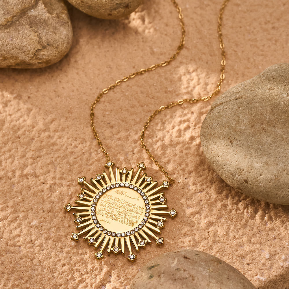 HilalHaven Ayatul Kursi Sunray Script Gold Plated Titanium Steel Unisex Necklace - Golden - image 3