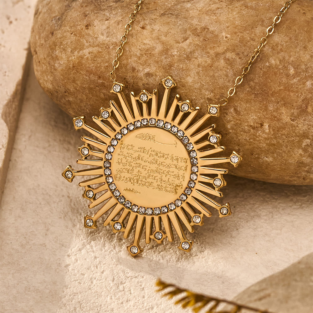 HilalHaven Ayatul Kursi Sunray Script Gold Plated Titanium Steel Unisex Necklace - image 1