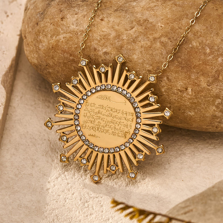 HilalHaven Ayatul Kursi Sunray Script Gold Plated Titanium Steel Unisex Necklace - image 1