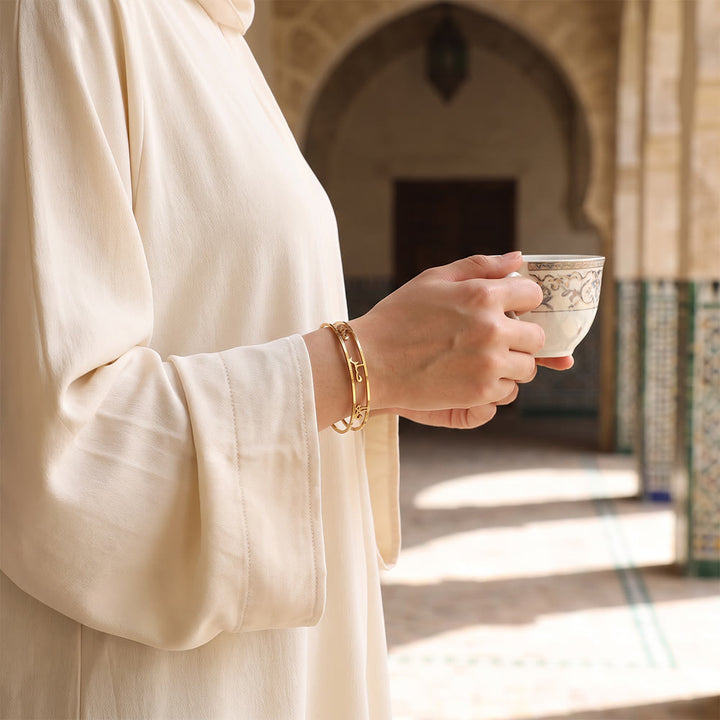 Hilalhaven "Sabr-Patience" "Shukr-Gratitude" "Tawakkul-Trust" Gentle Word Vacuum Plated Unisex Open Cuff - image 5