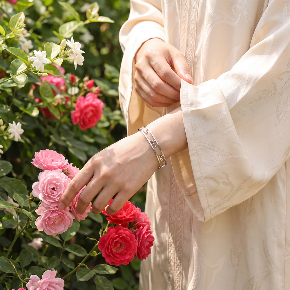 Hilalhaven "Sabr-Patience" "Shukr-Gratitude" "Tawakkul-Trust" Gentle Word Vacuum Plated Unisex Open Cuff - image 0