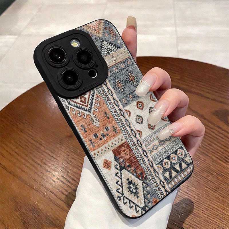HilalHaven Arabian Kilim Matte Painted Silicone All-inclusive Anti-drop Phone Cover - iPhone 17 Pro Max - Black - image 2