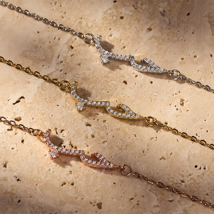 HilalHaven "Hubb - Love" Cursive Glow Inlaid Zircon Copper Bracelet - image 0