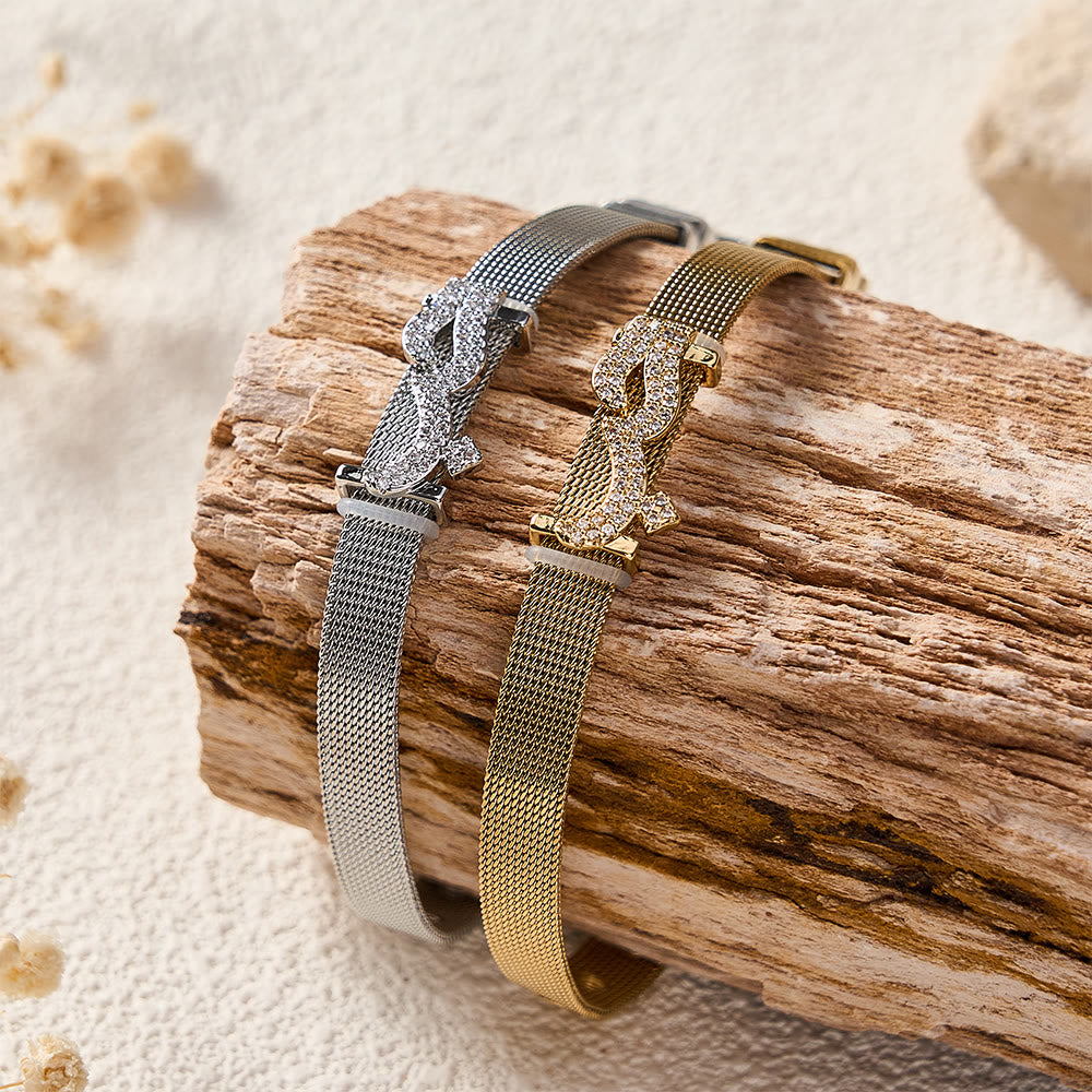 HilalHaven "Hubb-Love" Mesh Script Glint Vacuum Plated Stainless Steel Bracelet - image 0