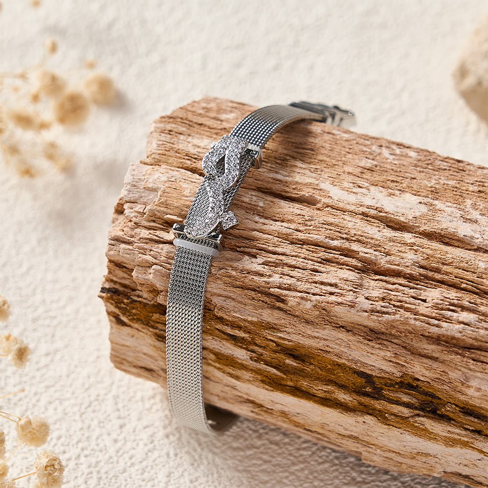 HilalHaven "Hubb-Love" Mesh Script Glint Vacuum Plated Stainless Steel Bracelet - image 6