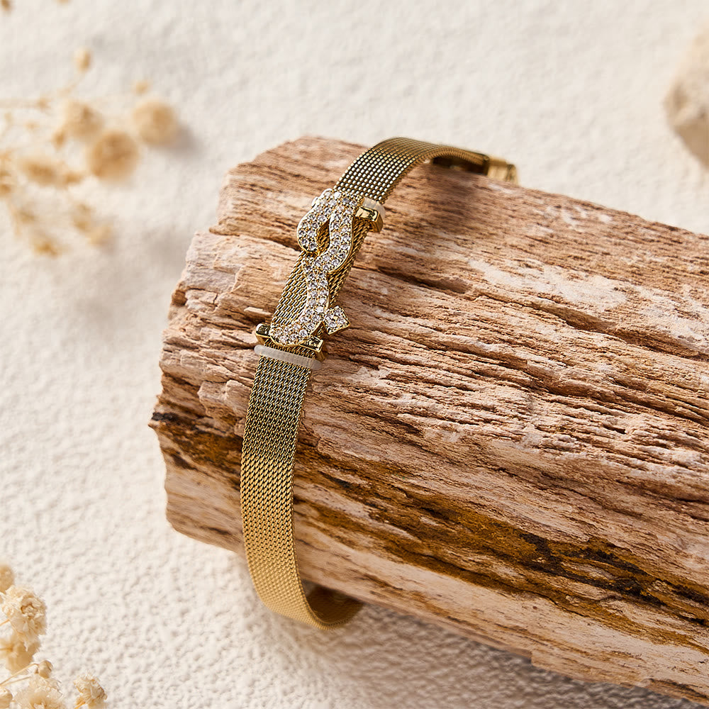 HilalHaven "Hubb-Love" Mesh Script Glint Vacuum Plated Stainless Steel Bracelet - image 2