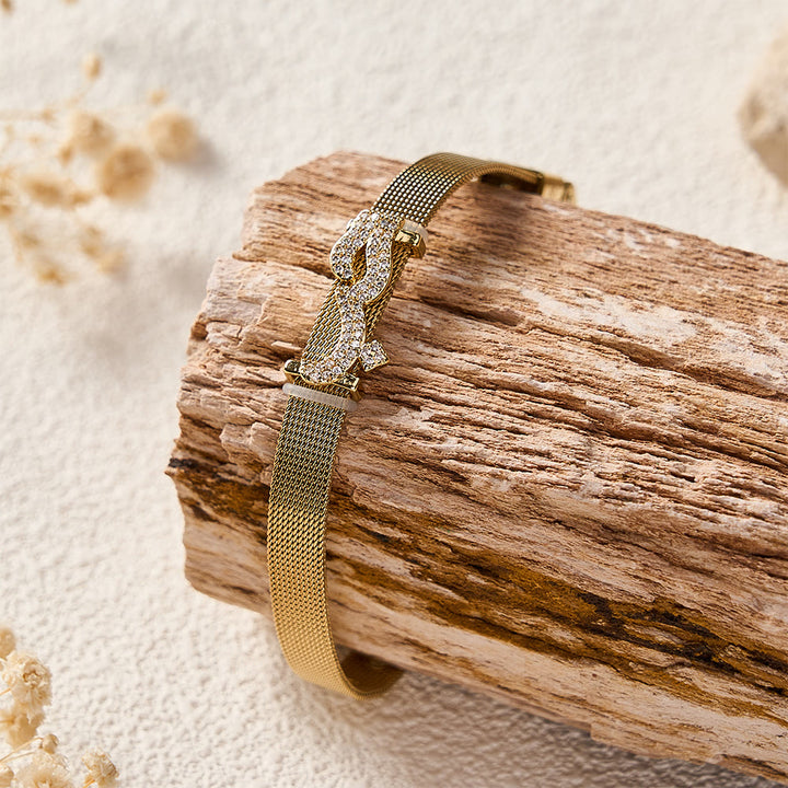 HilalHaven "Hubb-Love" Mesh Script Glint Vacuum Plated Stainless Steel Bracelet - image 2