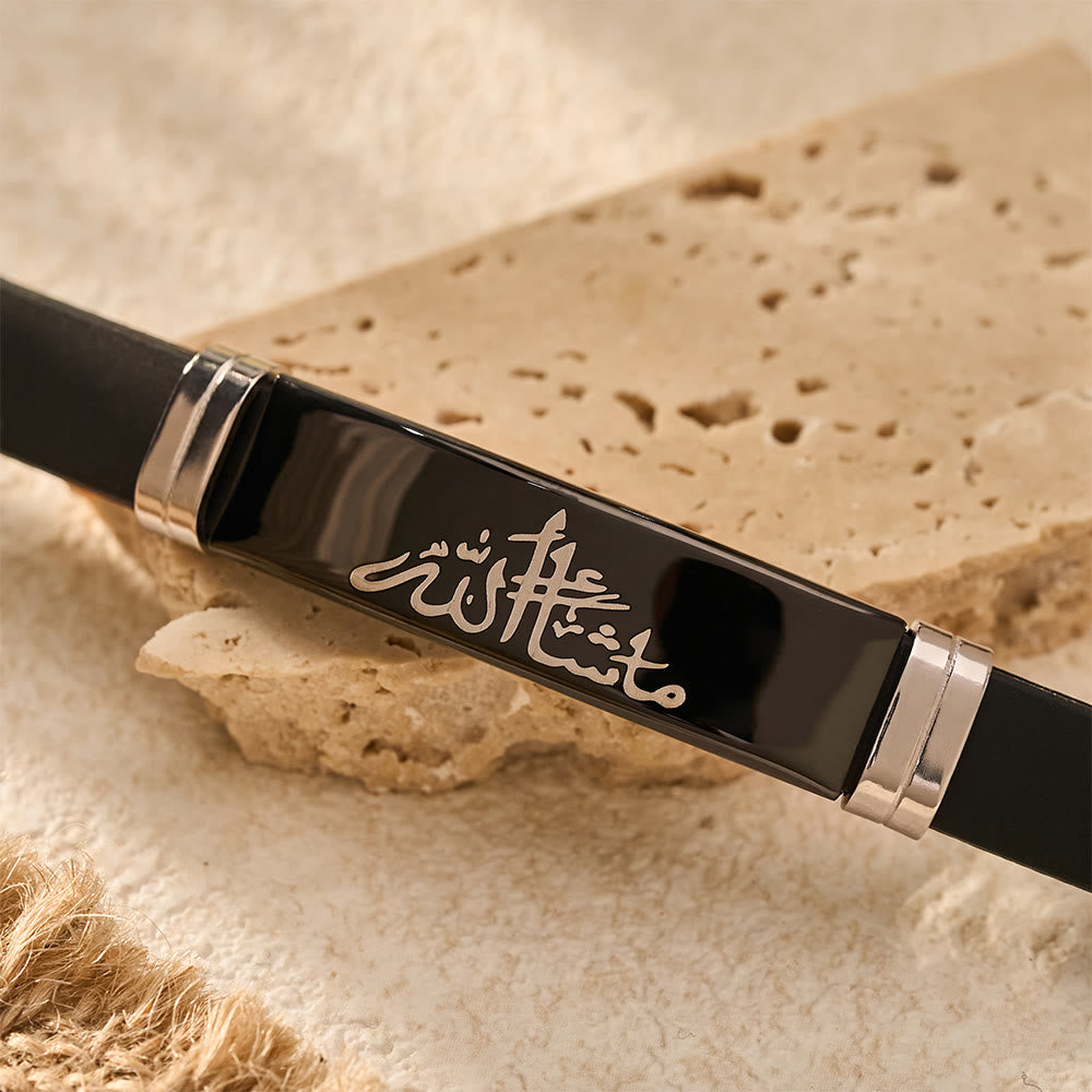HilalHaven Mashallah Soft Inscription Polished Silicone Strap Bracelet - image 5