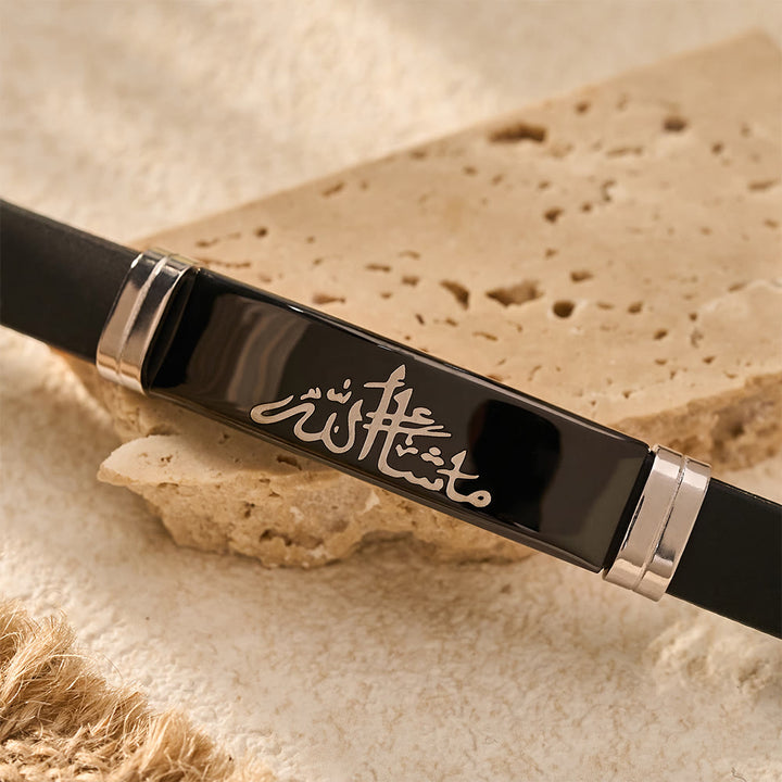 HilalHaven Mashallah Soft Inscription Polished Silicone Strap Bracelet - image 5