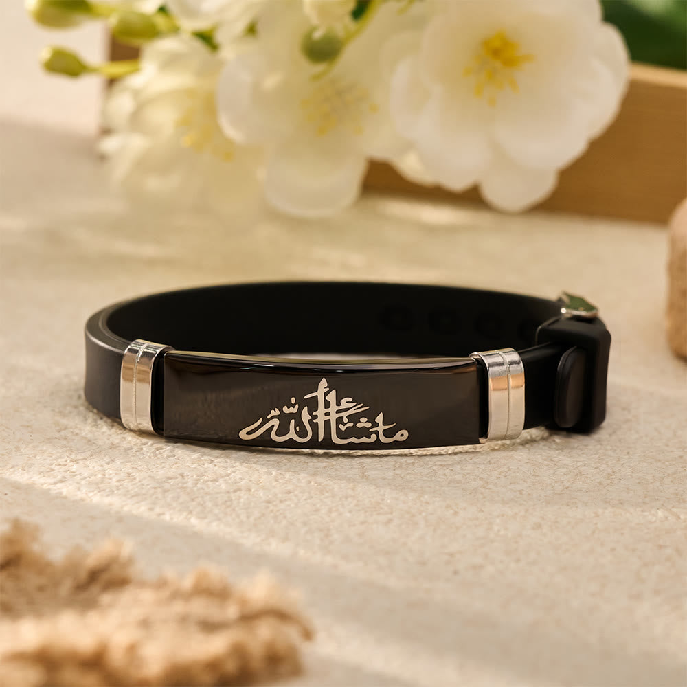 HilalHaven Mashallah Soft Inscription Polished Silicone Strap Bracelet - image 4
