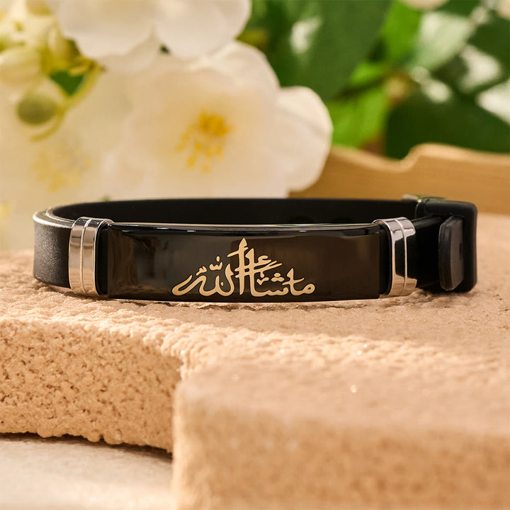 HilalHaven Mashallah Soft Inscription Polished Silicone Strap Bracelet - image 1