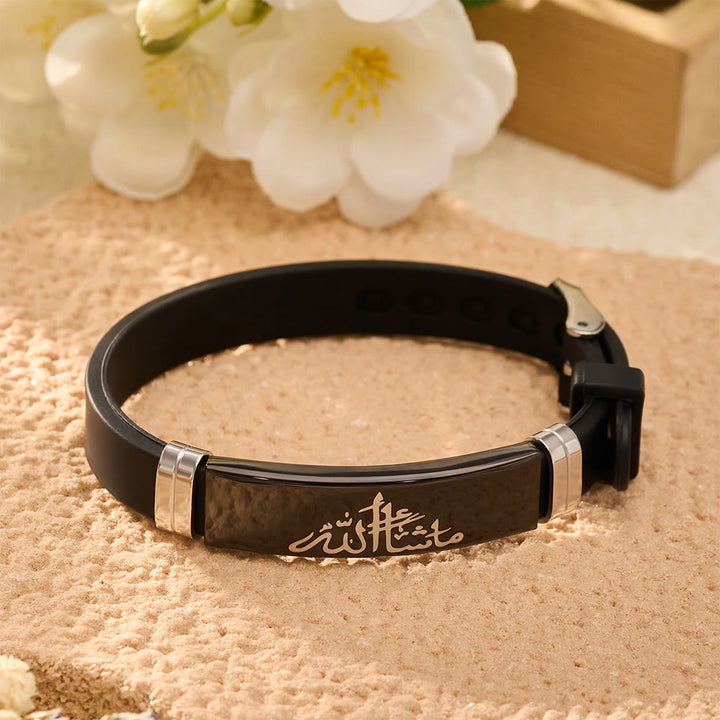 HilalHaven Mashallah Soft Inscription Polished Silicone Strap Bracelet - image 2