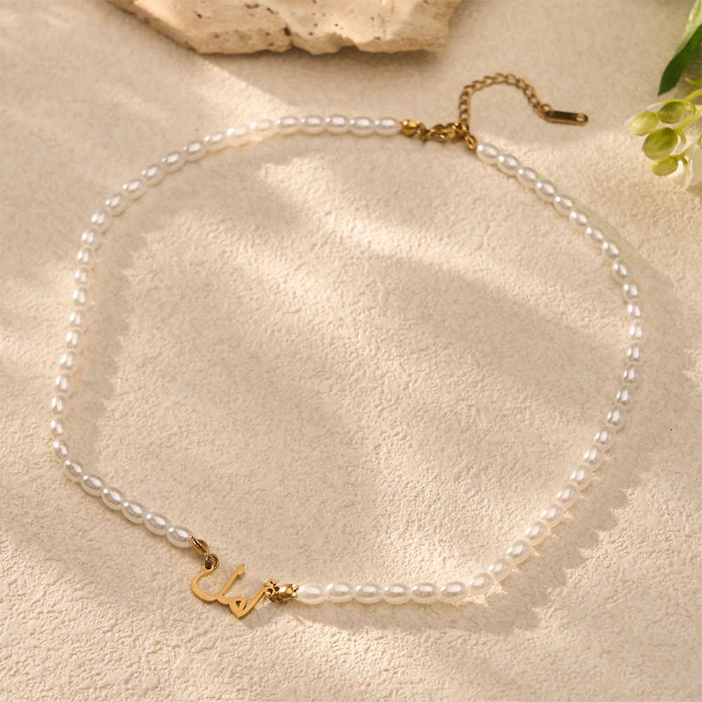 HilalHaven "Hope" Lumina Pearl Script Electroplated Stainless Steel Unisex Necklace - image 3