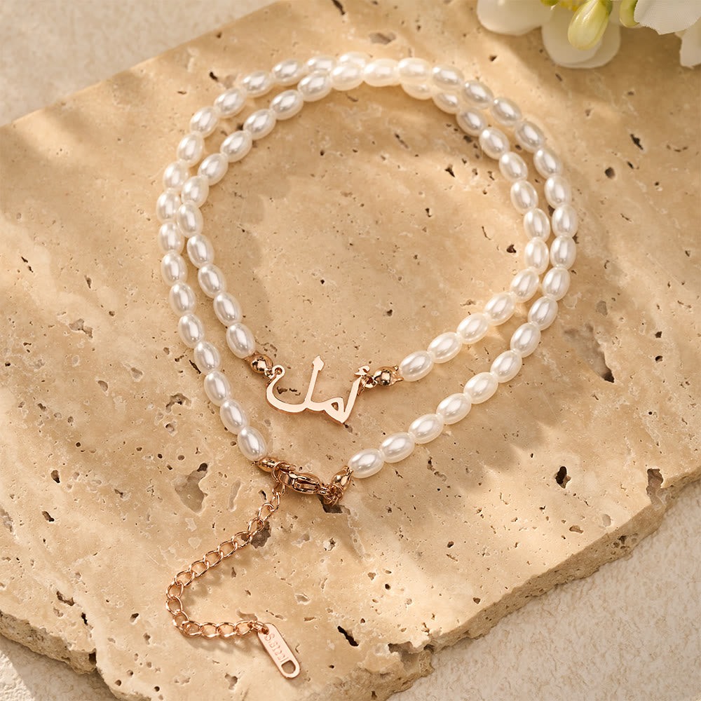 HilalHaven "Hope" Lumina Pearl Script Electroplated Stainless Steel Unisex Necklace - Rose Golden - image 10
