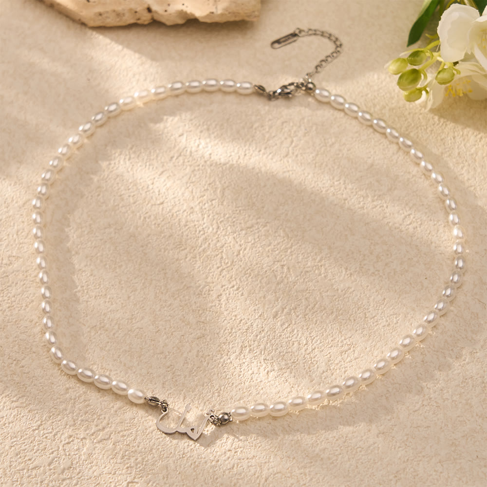 HilalHaven "Hope" Lumina Pearl Script Electroplated Stainless Steel Unisex Necklace - image 8