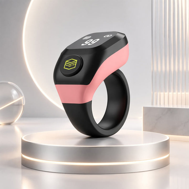 HilalHaven Serene Remembrance The Kaaba Smart Zikr Counting Digital Tasbih Ring - Pink - image 6
