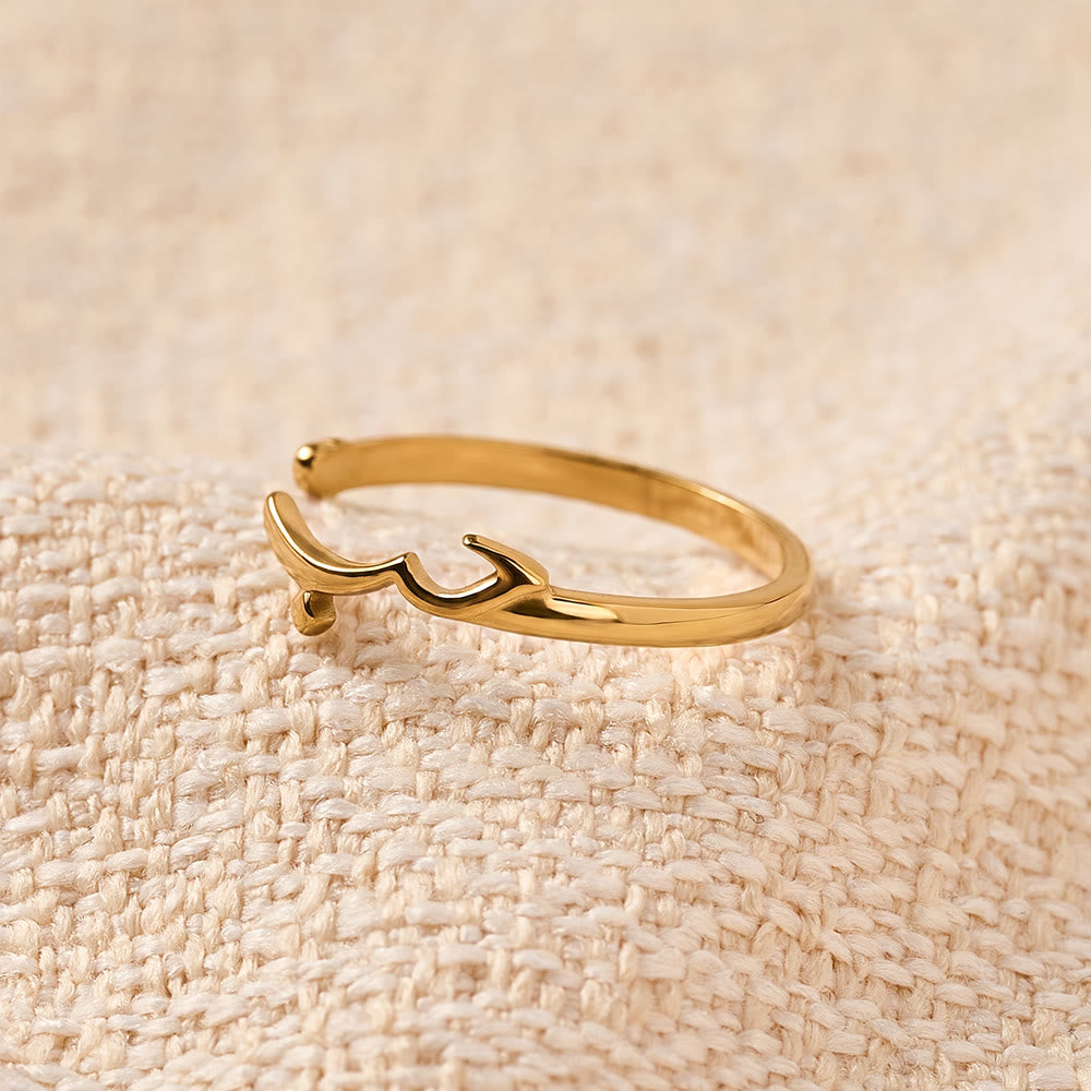 HilalHaven Flowing Script Open Ring —— Love Symbol Adjustable Band - image 3