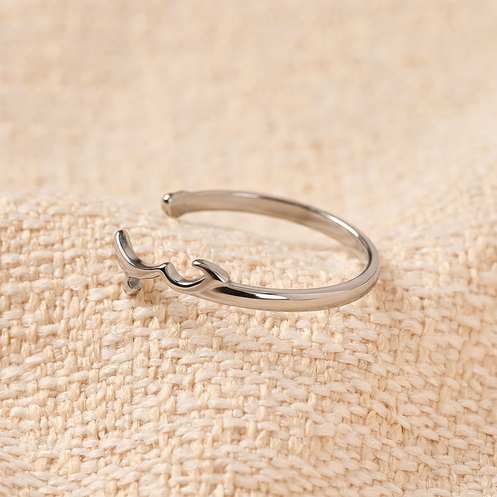 HilalHaven Flowing Script Open Ring —— Love Symbol Adjustable Band - image 6