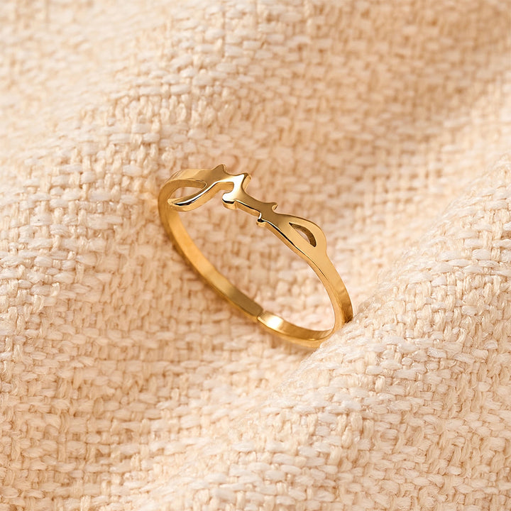 HilalHaven Flowing Script Open Ring —— Love Symbol Adjustable Band - Golden Sabr - image 10
