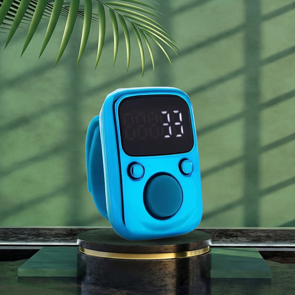 HilalHaven Luminous Moment Long Standby Rechargeable Finger Digital Tasbih - Blue - image 5