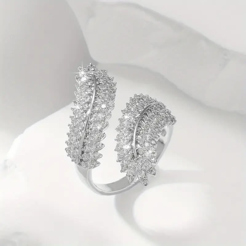 HilalHaven Harvest Whisper Crystal Wheat Frond Adjustable Ring - Silver - image 17