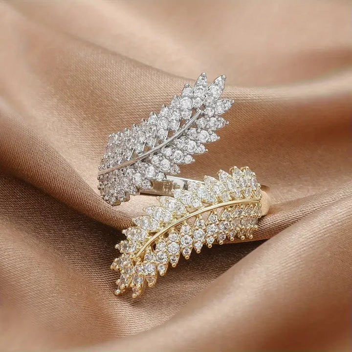 HilalHaven Harvest Whisper Crystal Wheat Frond Adjustable Ring - Golden&amp;Silver - image 9