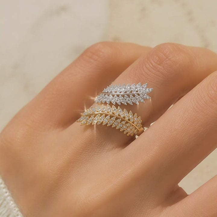 HilalHaven Harvest Whisper Crystal Wheat Frond Adjustable Ring - image 7