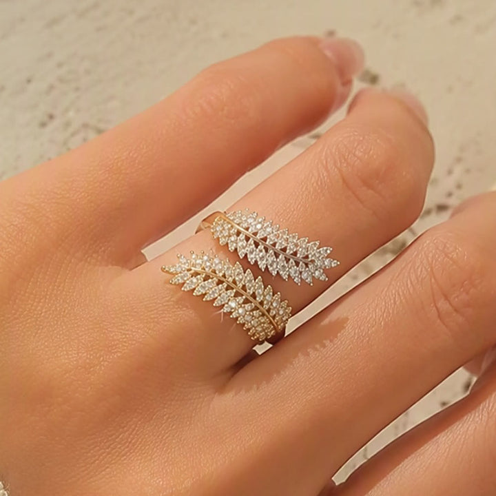 HilalHaven Harvest Whisper Crystal Wheat Frond Adjustable Ring - image 8